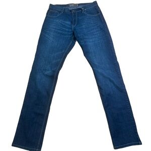 Ed Baxter Mens Jeans Size 36x40 Dark Blue Tall Straight Leg Red Stitch Premium